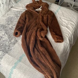 Brand new brown cozy onesie. Size small